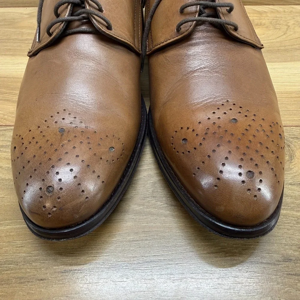 Too Boot New York Derby Medallion Mens‎ 8.5 Brown Leather Dress Shoes